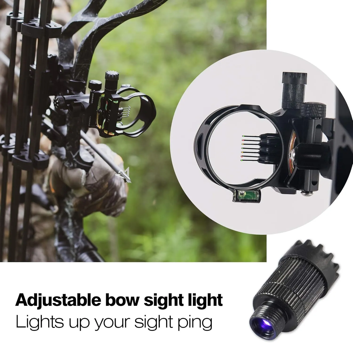 TOPOINT ARCHERY CNC Aluminum 5 Pins Or 7 Pins .019" Tool-Less Bow Sight with Micro Adjust Detachable Bracket LED Sight Light Left and Right Hand