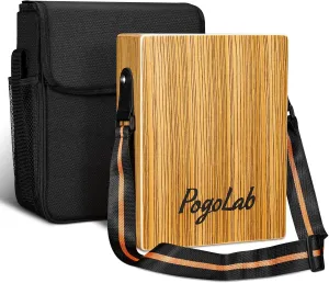 Travel Cajon Drum, Portable Adjustable Tone Thick Wooden Cajon with Adjustable Strap & Storage Bag, Musical Hand Drum with Guitar Steel Strings, Compact Size Percussion Instrument Kit