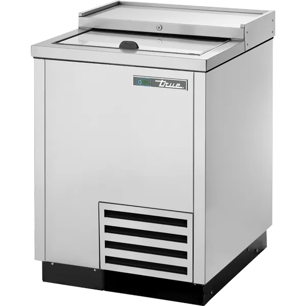 True TD-24-7-S-HC Solid Slide Lid Stainless Steel Deep Well Horizontal Bottle Cooler with Hydrocarbon Refrigerant