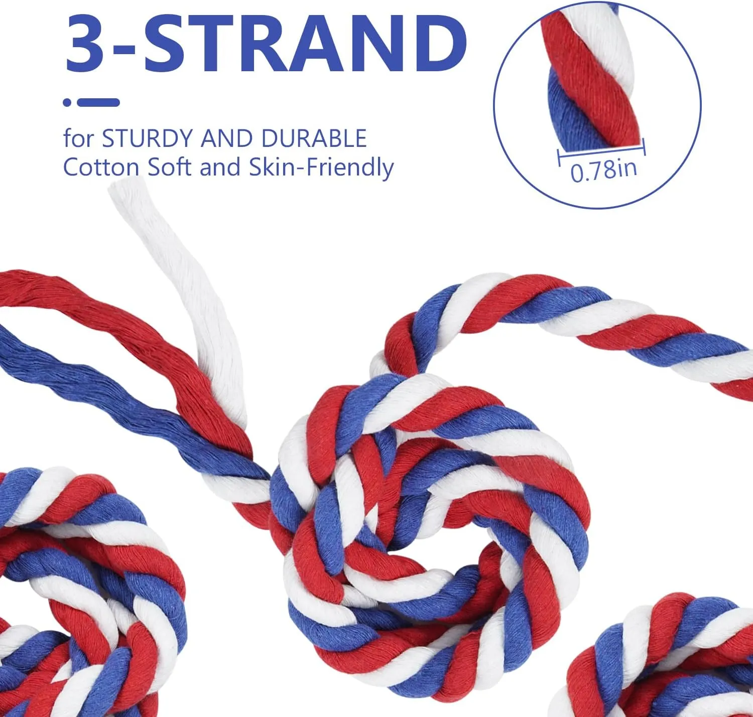 Tug of War Rope for Kids Adults - 40FT Field Day Yard Games Outdoor Team Building Sports Activities, Durable Independence Patriotic Day Party for Backyard Camping Family Reunion Lawn Carnival