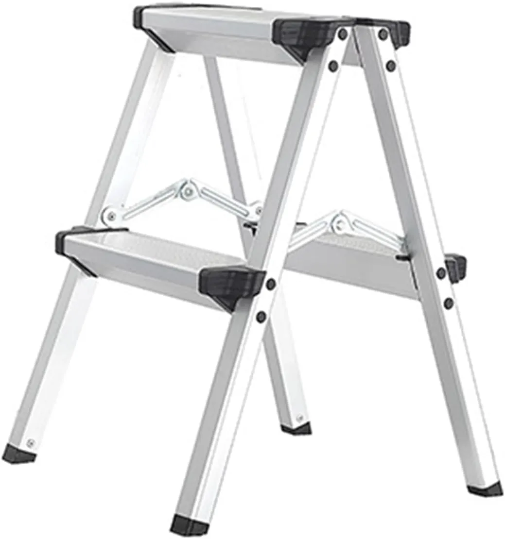 Two Step Ladder Aluminum Folding 2 Step Stool Light Weight Step Ladder with Anti-Slip Sturdy and Wide Pedal for Home, Kitchen, RV, Garage 330 lbs