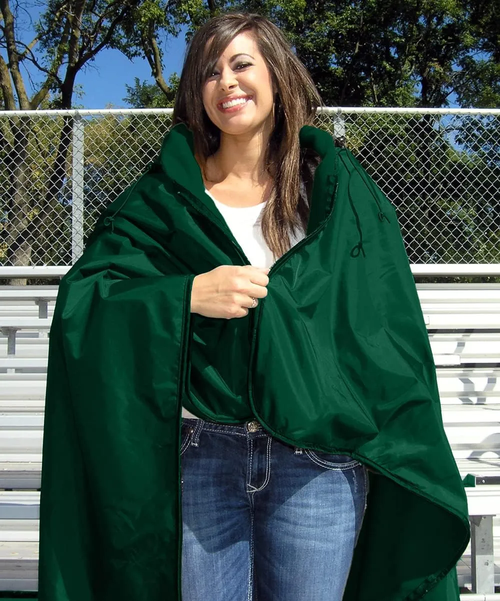 Ultimate SportsWrap - PATENTED - The Only WEARABLE Weatherproof/Stadium/Picnic/Sports Blanket, complete with Upper and Lower Zippers, Lined & Adjustable Hood and Inside Hand Warmers, 70" X 58"