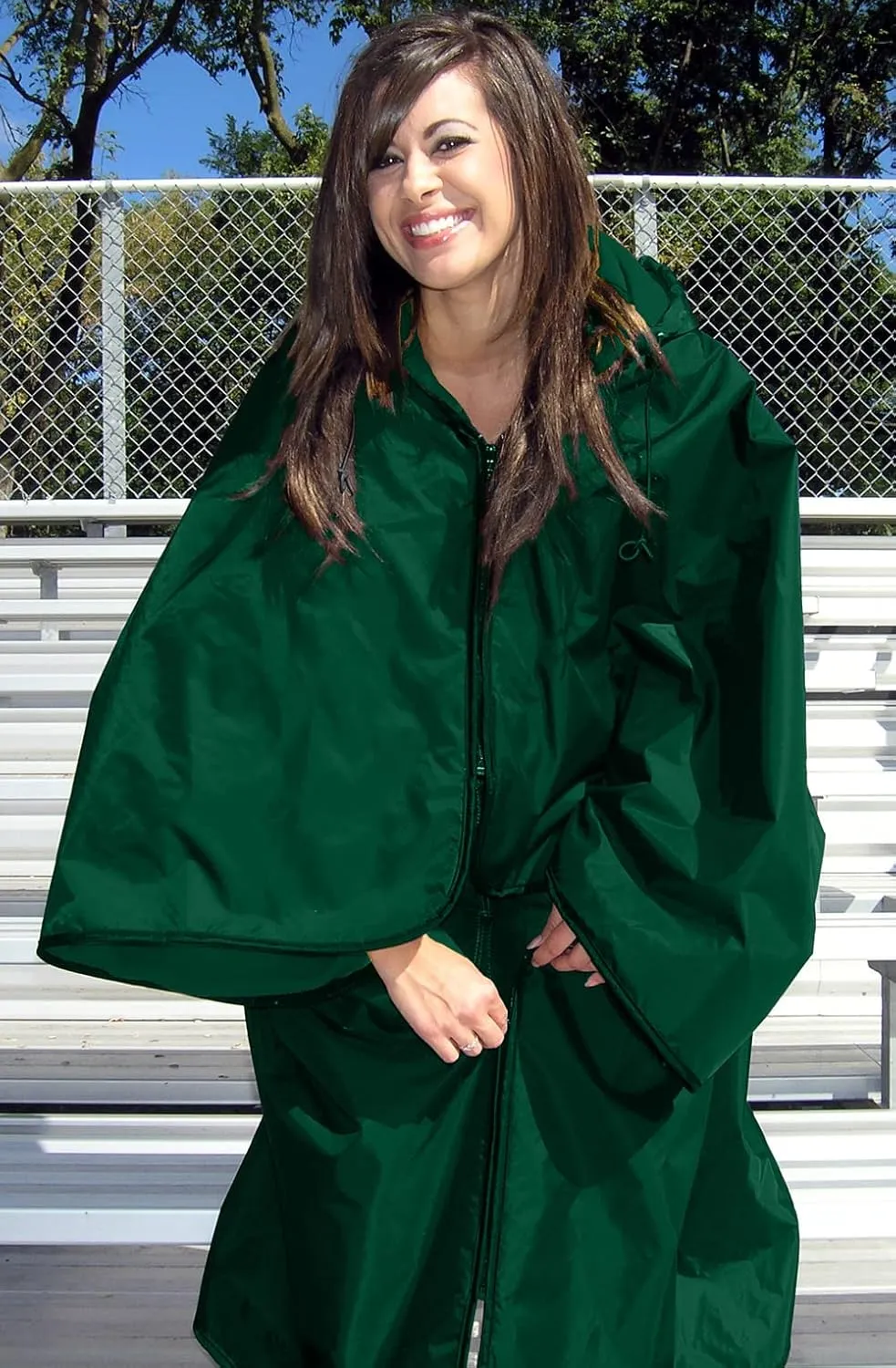 Ultimate SportsWrap - PATENTED - The Only WEARABLE Weatherproof/Stadium/Picnic/Sports Blanket, complete with Upper and Lower Zippers, Lined & Adjustable Hood and Inside Hand Warmers, 70" X 58"