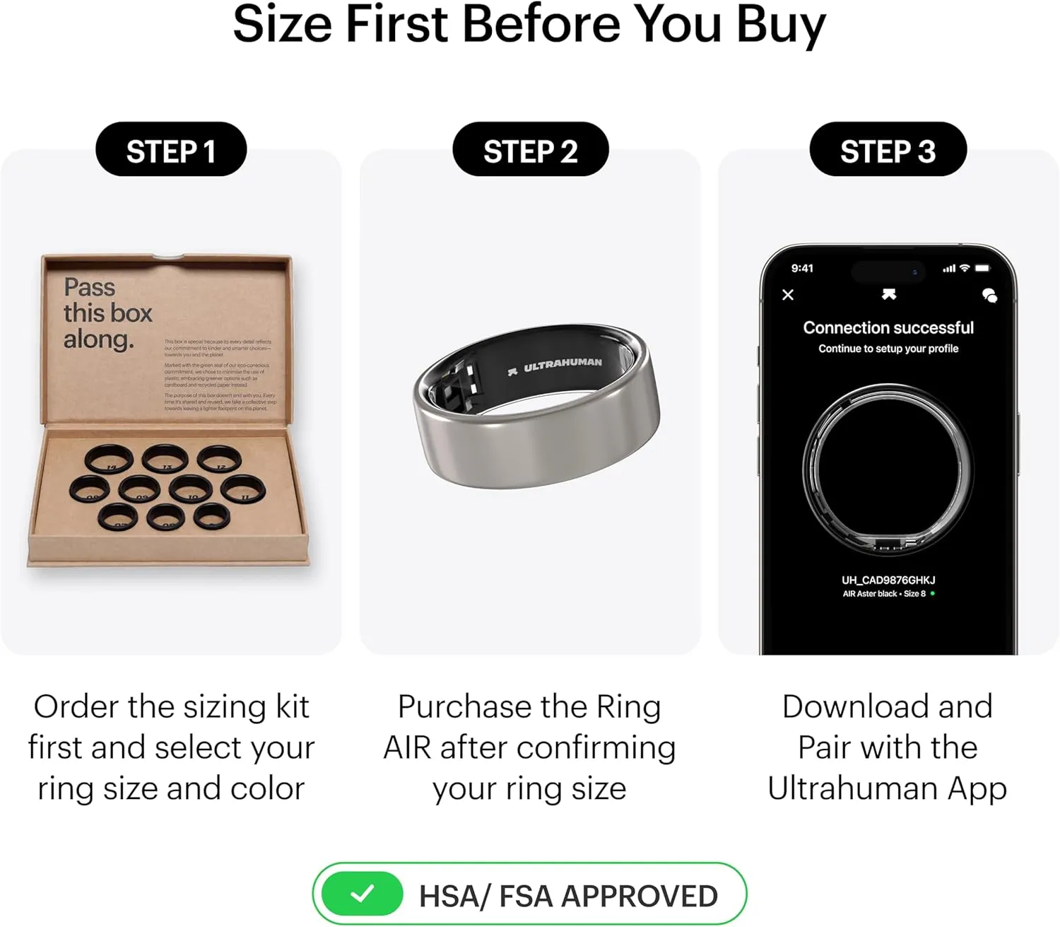 ULTRAHUMAN Ring AIR - Sleep & Fitness Tracker, FSA-Approved Wearable, Smart Ring for Women & Men, No App Fee for Standard Features (Size 8)