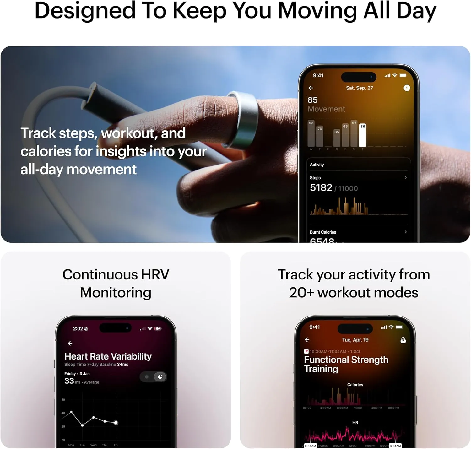 ULTRAHUMAN Ring AIR - Sleep & Fitness Tracker, FSA-Approved Wearable, Smart Ring for Women & Men, No App Fee for Standard Features (Size 8)
