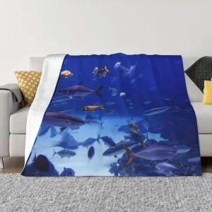 Under The Sea Light 60"X50" Flannel Blanket - 100% Soft Polyester, Lightweight and Warm, Suitable for Families, Camping, Travel
