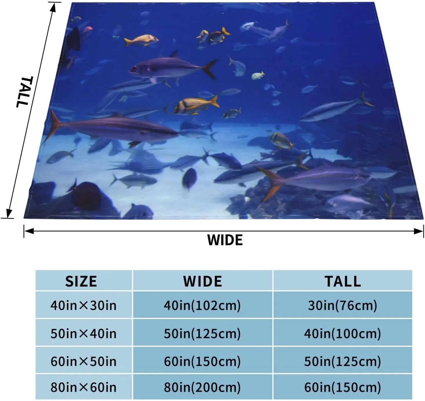 Under The Sea Light 60"X50" Flannel Blanket - 100% Soft Polyester, Lightweight and Warm, Suitable for Families, Camping, Travel