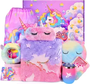 Unicorn Gifts Toys for Girls Age 4 5 6 7 8 9 10 Years Old Unicorn Birthday Gifts Ideas Blanket Gifts Baskets for Daughter, Kids, Teen, Unicorn Gifts Boxes As Christmas Thanksgiving Day Gifts