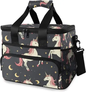 Unicorn Pink Horse Moon Cooler Bag Insulated Cooler Soft Sided Cooler 24 Can Portable Picnic Bag Large Leakproof Lunch Bag Box for Beach Grocery Camping Travel Car Men Women