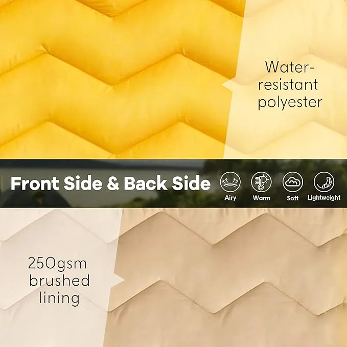 UNIKOME Outdoor Packable Camping Blanket, Lightweight Travel Blanket Waterproof Warm Camping Blanket for Hiking, Camping, Puffy Down Alternative Camping Blanket with Corner Loops, 75"×52", Yellow