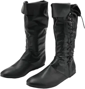 Unisex Renaissance Boots Medieval PU Leather Pirate Shoes Cowboy Distressed Chic Western Knight Boot