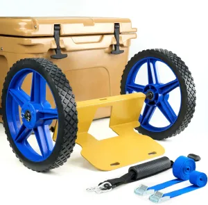 Universal Cooler Wheel Kit for Yeti, RTIC, Igloo, Coleman | 12" Heavy-Duty All-Terrain Wheels & Ratchet Lock | Height Adjustable Cart Base for Ice Chest | Cooler Accessories for Sand, Camping, Beach