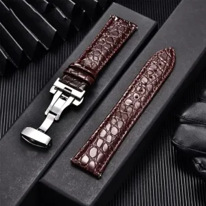 Universal Soft Wrist Belt Bracelet Comfortable Genuine Leather Watch Strap 16/18/20/22mm Watch Buckle Band   Tool(White-Patch Five-Pointed star4,18mm)