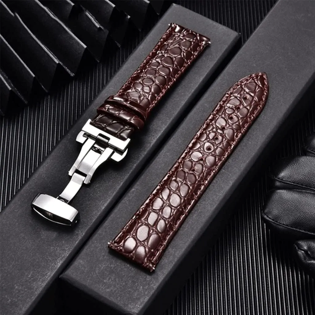 Universal Soft Wrist Belt Bracelet Comfortable Genuine Leather Watch Strap 16/18/20/22mm Watch Buckle Band   Tool(White-Patch Five-Pointed star4,18mm)