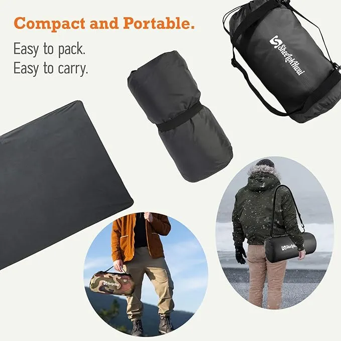 Updated Stadium Blanket for Cold Weather, 4-in-1 Waterproof Large Outdoor Blanket. Warm, Windproof, Portable, Great for Sports Events, Camping, Hiking, Picnic - 82x55in., Dark Gray