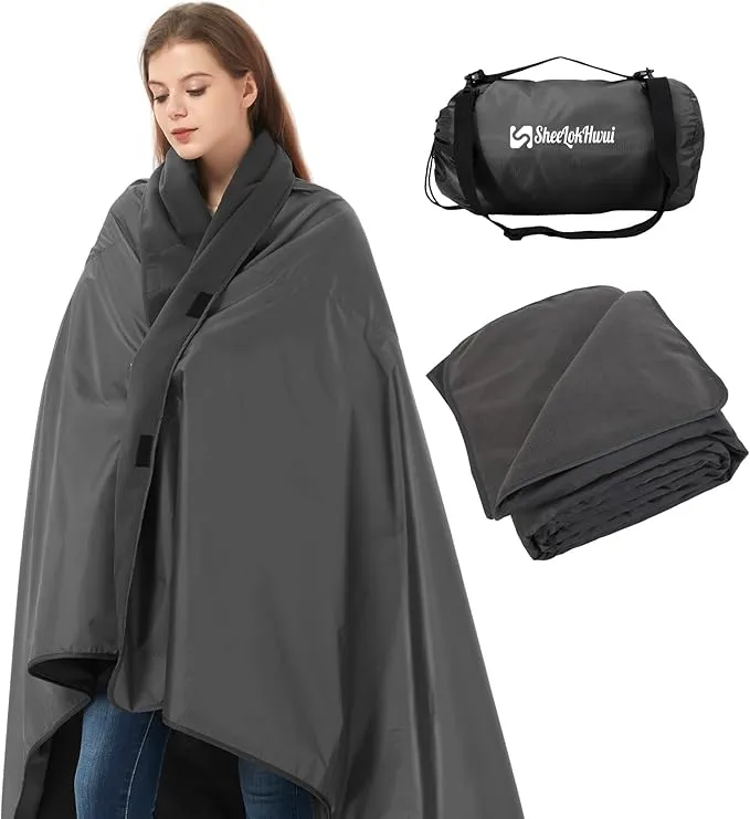 Updated Stadium Blanket for Cold Weather, 4-in-1 Waterproof Large Outdoor Blanket. Warm, Windproof, Portable, Great for Sports Events, Camping, Hiking, Picnic - 82x55in., Dark Gray