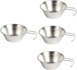 UPKOCH 4pcs Collapsible Sink Camping Stainless Steel Salad Bowl Multi-function Water Bowl Reusable Wine Cup Camping Accessory