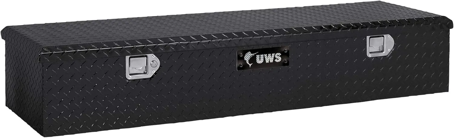 UWS EC20092 58-Inch Gloss Black Heavy-Wall Aluminum 5th Wheel Truck Bed Tool Box, RigidCore Lid