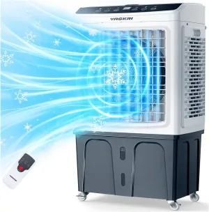VAGKRI 35" Evaporative Air Cooler, 2800CFM Swamp Cooler, 120°Oscillation Air Cooler with Remote Control, 24H Timer, 3 Modes & Wind Speeds for Outdoor Indoor Use, 9.2Gallon