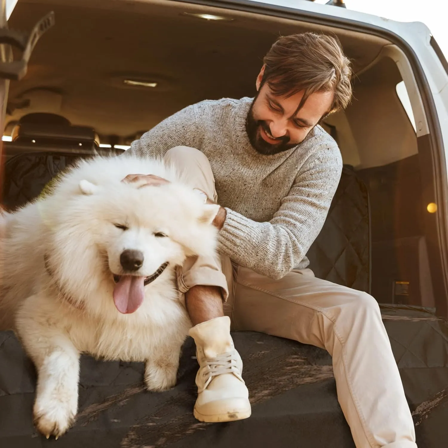 Veckle Upgraded Extra Large SUV Cargo Liner for Dogs Waterproof Scratchproof Cargo Cover with Bumper Flap Protector for SUVs Sedans Vans, Non-Slip,Universal Fit, Black