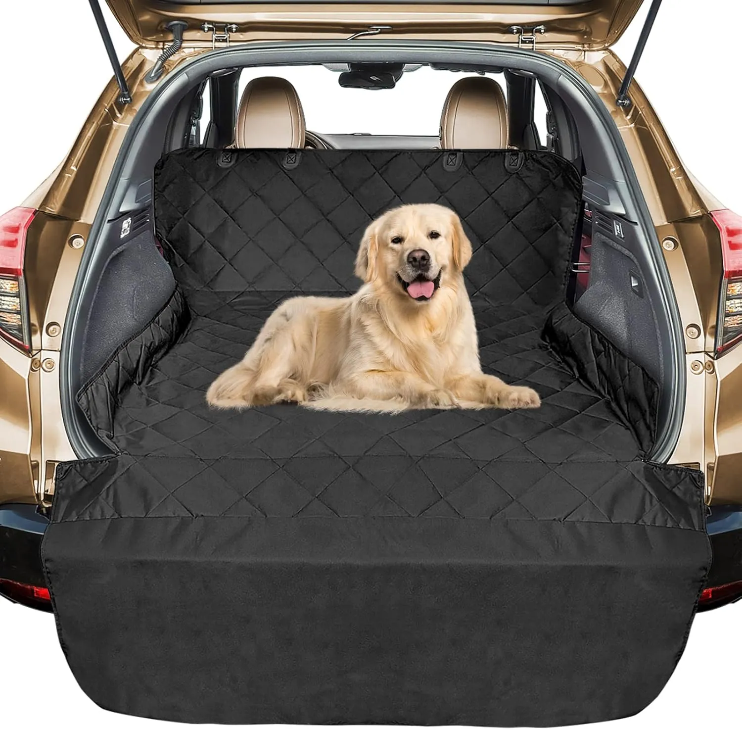 Veckle Upgraded Extra Large SUV Cargo Liner for Dogs Waterproof Scratchproof Cargo Cover with Bumper Flap Protector for SUVs Sedans Vans, Non-Slip,Universal Fit, Black