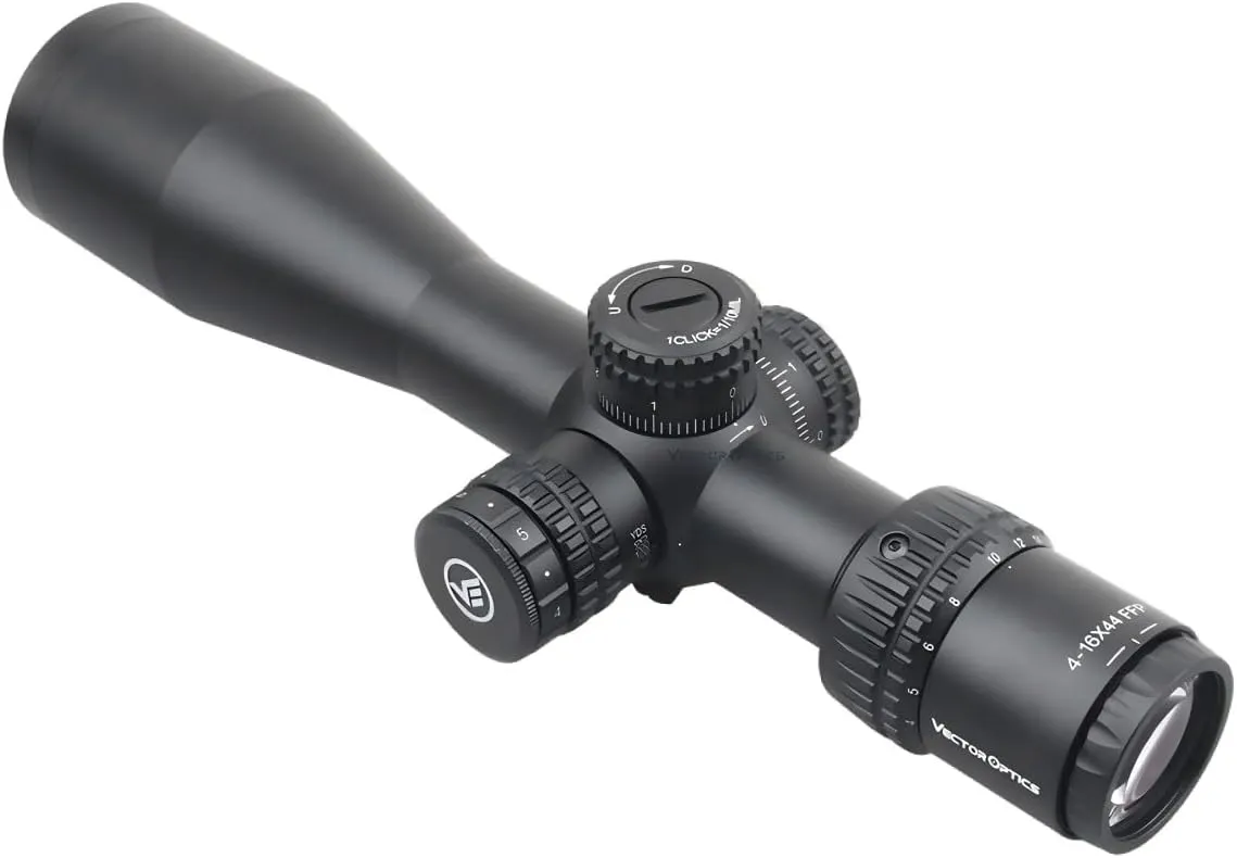 Vector Optics Veyron 4X 44mm IR 30mm Monotube First Focal Plane Riflescope Illumination Etched Reticle Turret Lock Side Focus for Compact Air Guns and Lightweight Firearms