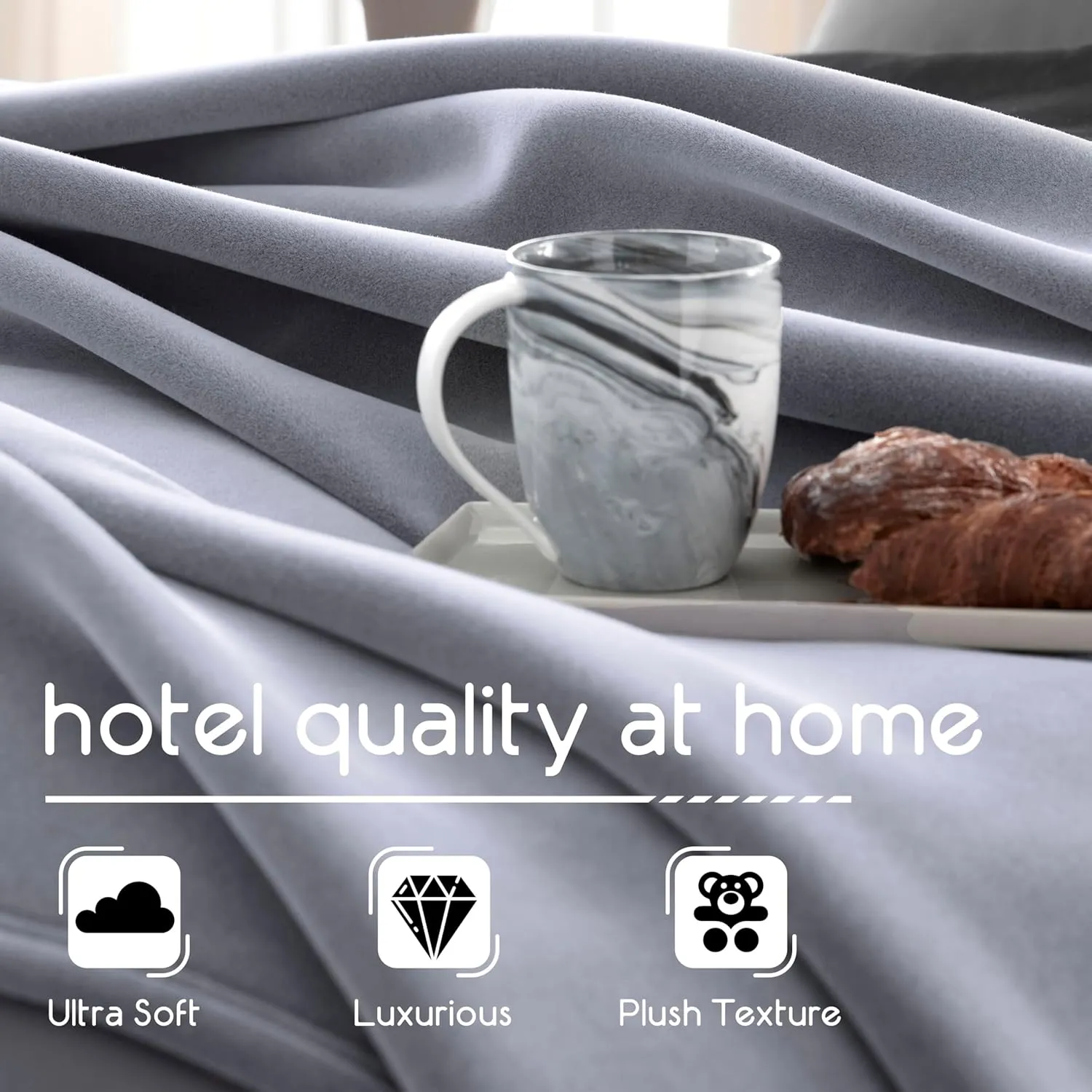 Vellux 1B07037 Original Insulating Core Hotel Style Solid blanket Machine Washable Soft Cozy Warm Thermal Durable Pet Friendly All Seasons Layering Bed Sofa Blankets, Full Queen, Grey