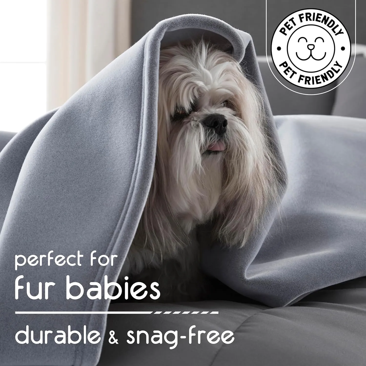 Vellux 1B07037 Original Insulating Core Hotel Style Solid blanket Machine Washable Soft Cozy Warm Thermal Durable Pet Friendly All Seasons Layering Bed Sofa Blankets, Full Queen, Grey