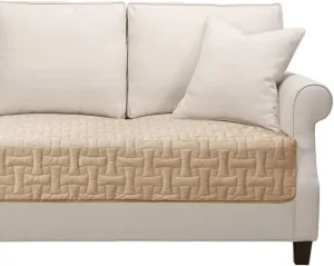 Velvet Sectional Couch Covers, Waterproof Loveseat Sofa Covers for 2 Cushion Couch, Non-Slip Couch Cover for Dogs Pets Loveseat L Shaped Furniture Protector, 28 x 54 Inch Beige(1 Piece)