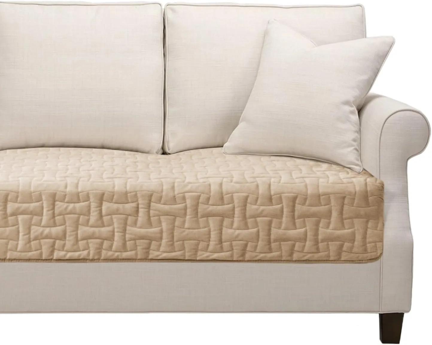 Velvet Sectional Couch Covers, Waterproof Loveseat Sofa Covers for 2 Cushion Couch, Non-Slip Couch Cover for Dogs Pets Loveseat L Shaped Furniture Protector, 28 x 54 Inch Beige(1 Piece)