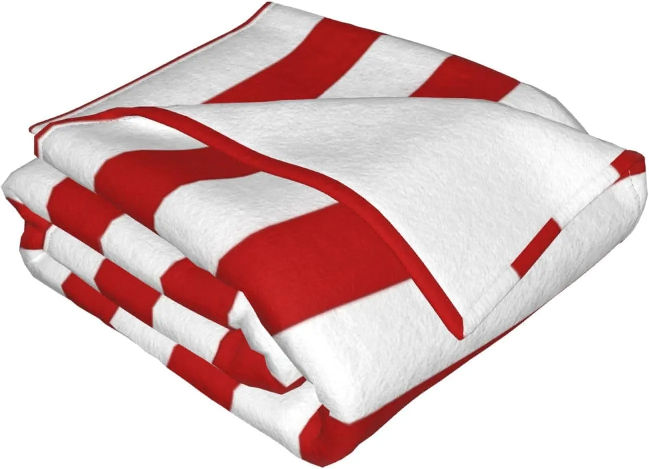 Vertical Stripes Red White 80"X60" Flannel Blanket - 100% Soft Polyester, Lightweight and Warm, Suitable for Families, Camping, Travel