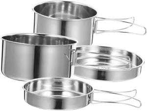 VICASKY 1set Outdoor Camping Cookware Portable Stainless Steel Cookware Kit for Hiking Fishing and Picnic Lightweight Compact Practical Cooking Utensils for Camping Adventures
