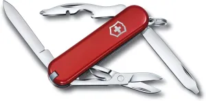 Victorinox Rambler Swiss Army Knife, Compact, 10 Functions, Swiss Made Pocket Knife with Magnetic Phillips Screwdriver, Scissors and Tweezers - Red