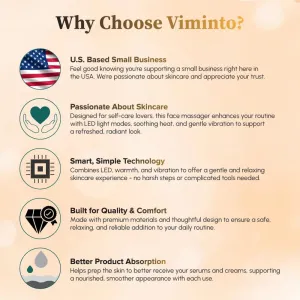 VIMINTO 3-in-1 Face Massager – Facial Massager Tool with Soothing Heat, Vibration, and Smart Touch – Red, Blue & Green Light Modes for Relaxation and Radiance – Compact & Portable - White