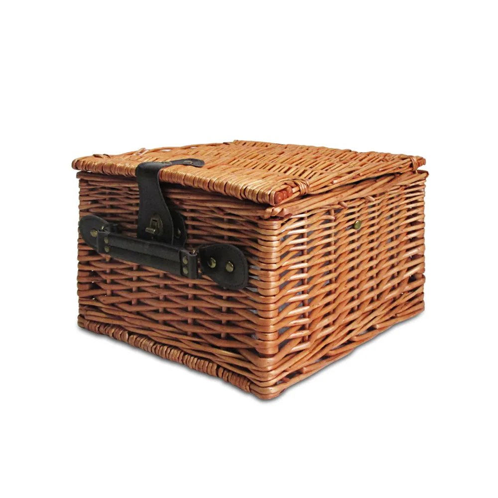 Vintage 2 Person Picnic Basket Set with Insulated Blanket