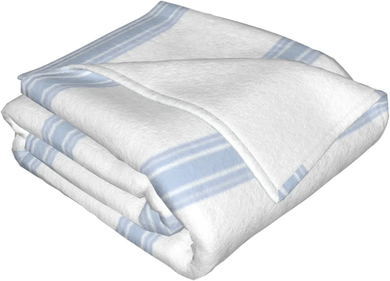 Vintage French Ticking Stripe Pattern Blue White 60"X50" Flannel Blanket - 100% Soft Polyester, Lightweight and Warm, Suitable for Families, Camping, Travel