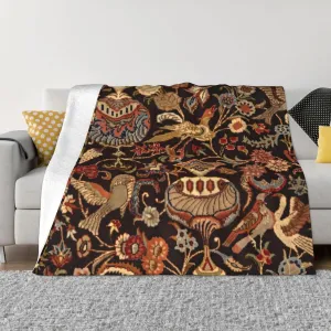 Vintage Persian Oriental Turkish Carpet 60"X50" Flannel Blanket - 100% Soft Polyester, Lightweight and Warm, Suitable for Families, Camping, Travel