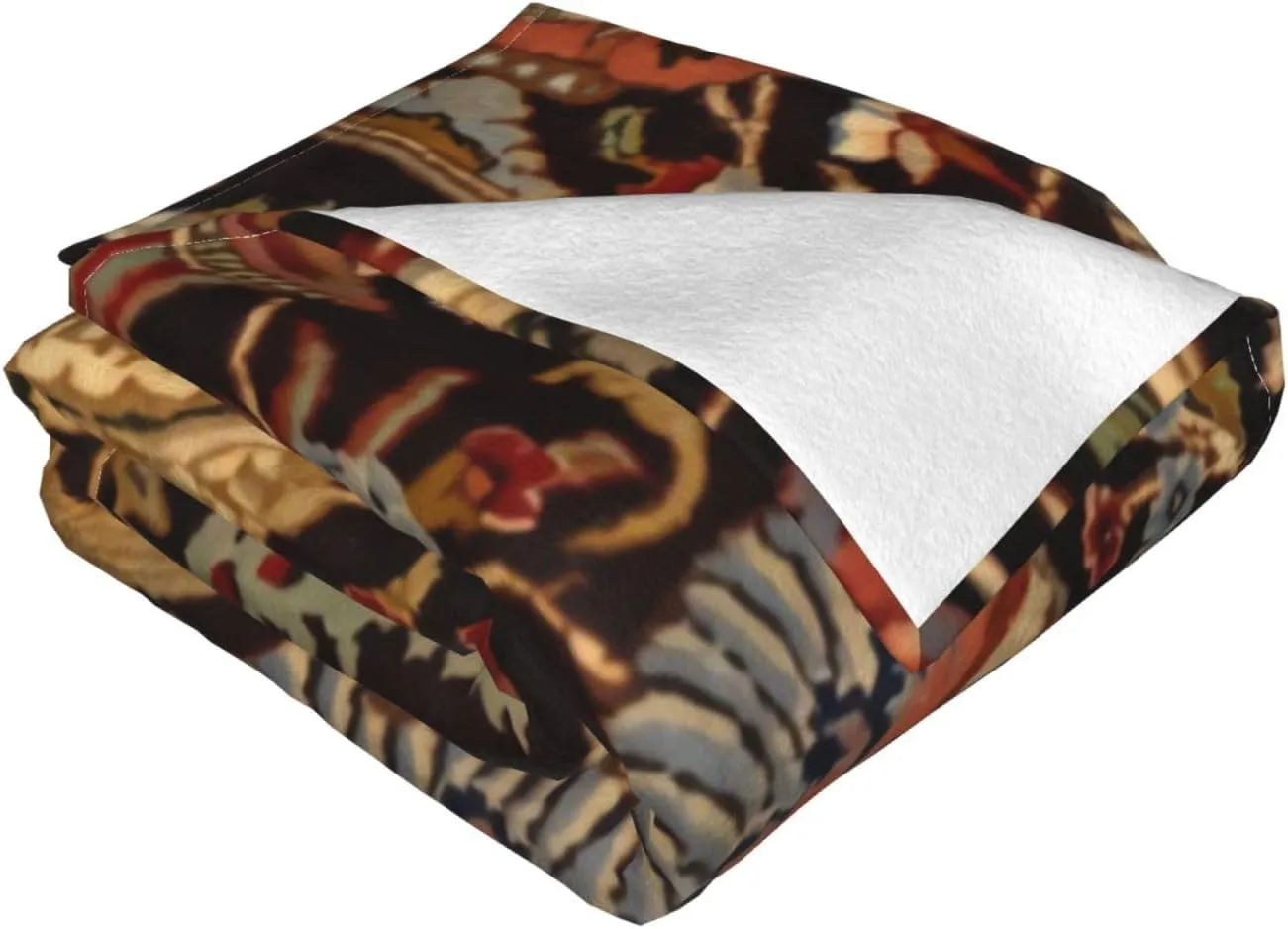 Vintage Persian Oriental Turkish Carpet 60"X50" Flannel Blanket - 100% Soft Polyester, Lightweight and Warm, Suitable for Families, Camping, Travel