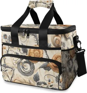 Vintage Snail Pattern Cooler Bag Insulated Cooler Soft Sided Cooler 24 Can Portable Picnic Bag Large Leakproof Lunch Bag Box for Beach Grocery Camping Travel Car Men Women