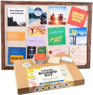 Vision Board Kit - Cork Board 15.3x11” with 235 Vision Board Pictures - Vision Board Supplies for Women, Visualize, Dream Board, Mood Board and Collage Book