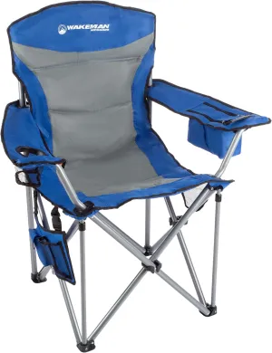 Wakeman Heavy Duty Camp Chair-850lb High Weight Capacity Big Tall Quad Seat-Cup Holder, Cooler, Carrying Bag-Tailgating, Camping, Fishing Outdoors
