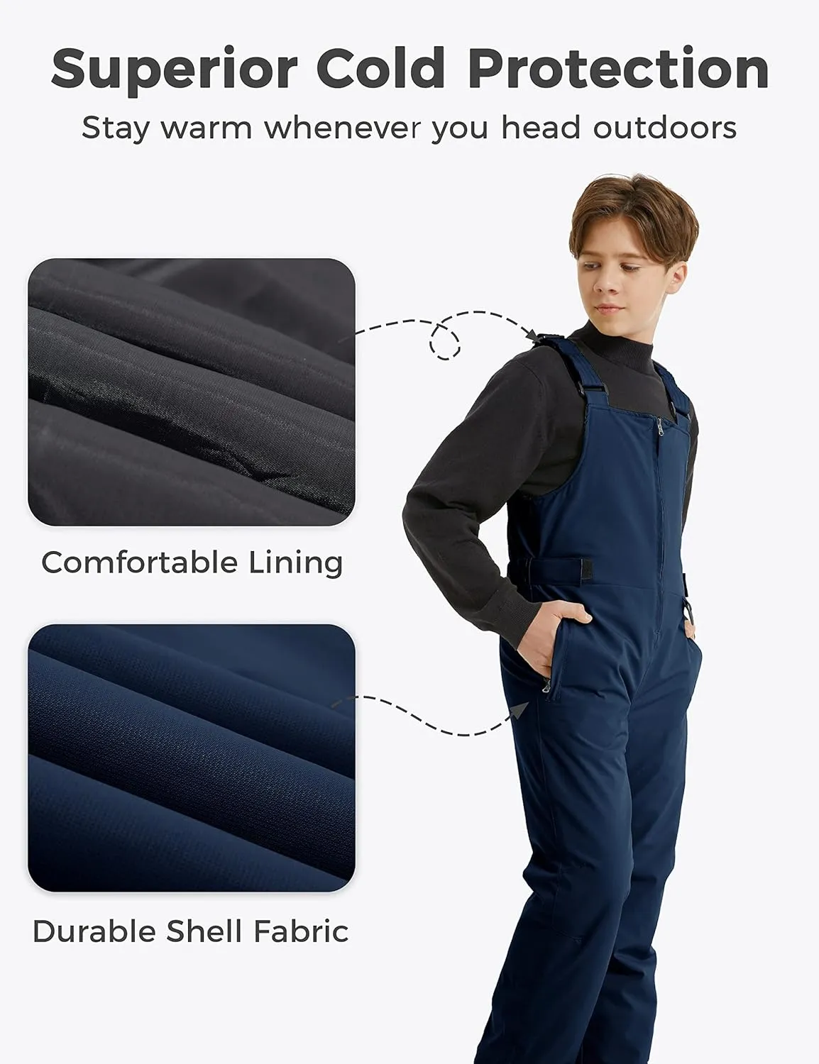 Wantdo Boy's Waterproof Ski Bibs Warm Snow Pants Snowboarding Overall Insulated Outdoor Jumpsuit