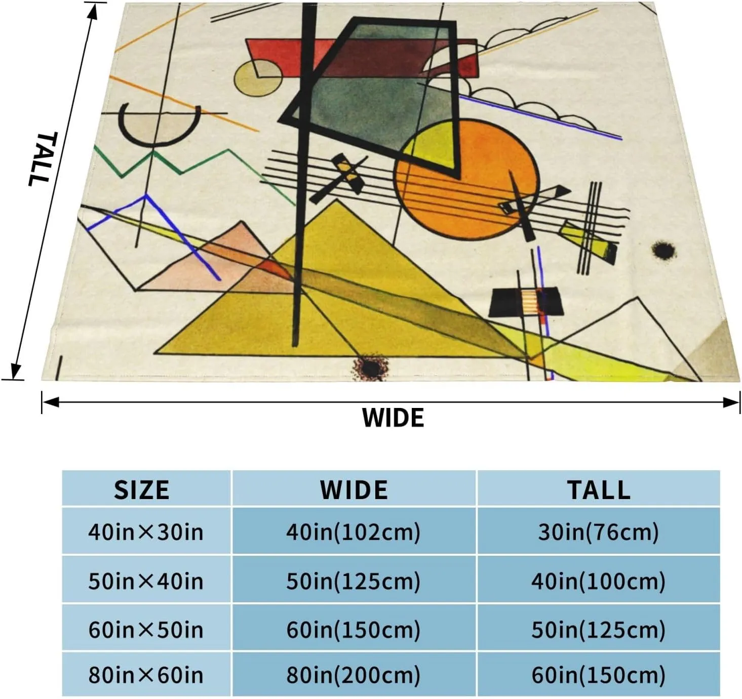 Wassily Kandinsky - Melodisch 60"X50" Flannel Blanket - 100% Soft Polyester, Lightweight and Warm, Suitable for Families, Camping, Travel