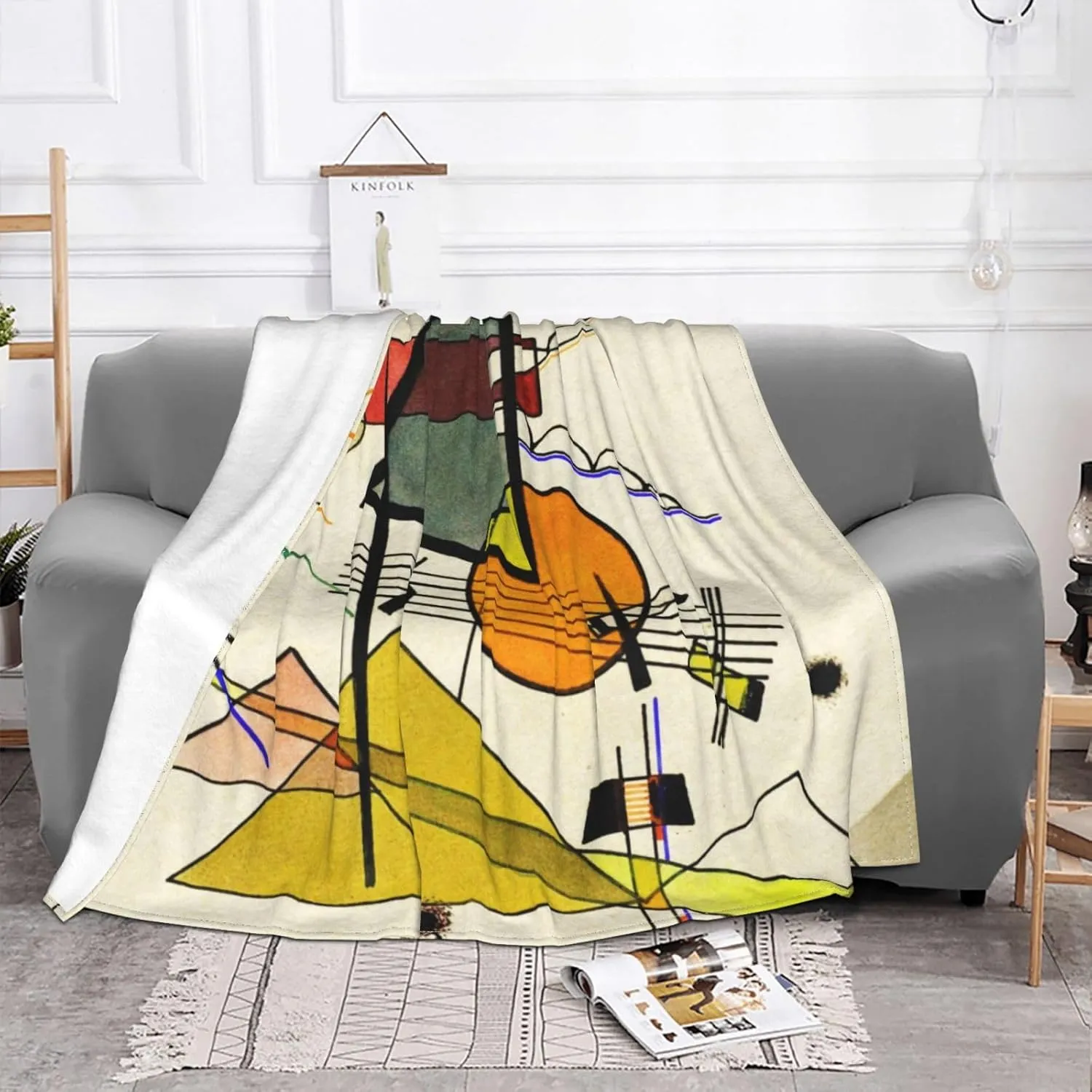Wassily Kandinsky - Melodisch 60"X50" Flannel Blanket - 100% Soft Polyester, Lightweight and Warm, Suitable for Families, Camping, Travel