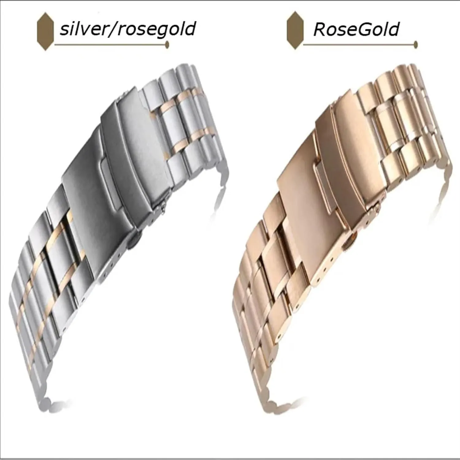 Watch Band 18mm 20mm 22mm 24mm Replacement Watch Strap Stainless Steel Double Lock Buckle Band Wristband Belt Bracelet