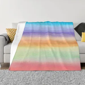 Watercolor Rainbow Light 60"X50" Flannel Blanket - 100% Soft Polyester, Lightweight and Warm, Suitable for Families, Camping, Travel