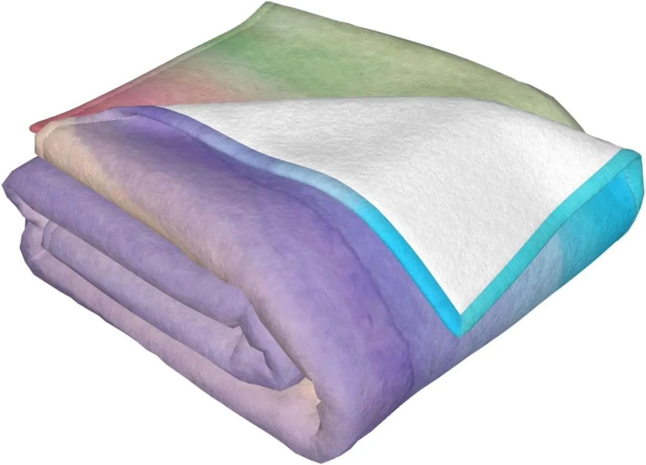 Watercolor Rainbow Light 60"X50" Flannel Blanket - 100% Soft Polyester, Lightweight and Warm, Suitable for Families, Camping, Travel