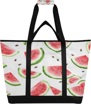 Watermelon Reusable Insulated Cooler Bag with Ice Pack Compartment - Large 116L Waterproof Thermal Grocery Tote for Picnic Beach Camping Lunch Storage