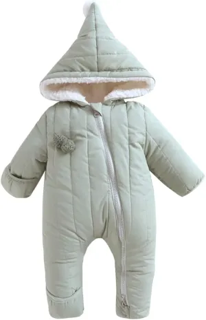 Waterproof Baby Snowsuit Puffer Outift Fleece Lined Romper infant Winter Outerwear Hooded