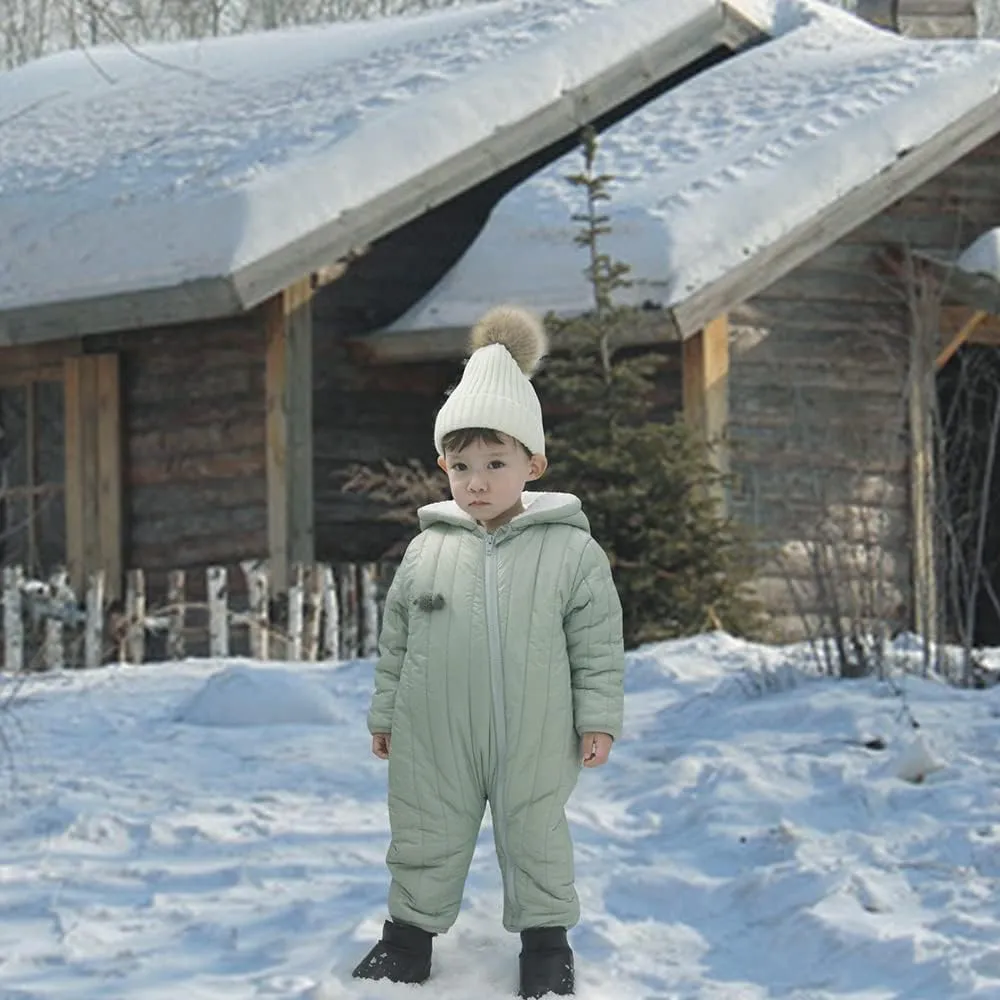 Waterproof Baby Snowsuit Puffer Outift Fleece Lined Romper infant Winter Outerwear Hooded